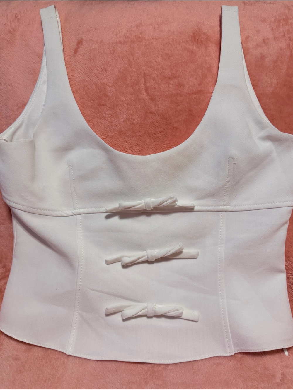 Zara White Bow Tank with Scoop Neck